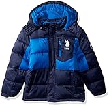 US Polo Association Boys' Little Classic Bubble Jacket, Blue Tile/Navy, 5/6