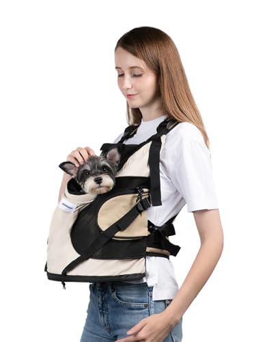 Hundetragerucksack,Hund Tragetasche für Kleine Mittelgroße Hunde und Katzen,Hunderucksack bis 8.5kg,Atmungsaktiv und Bequem Haustier ,Tragbar Reisetasche mit Hiking Travel Outdoors,Beige