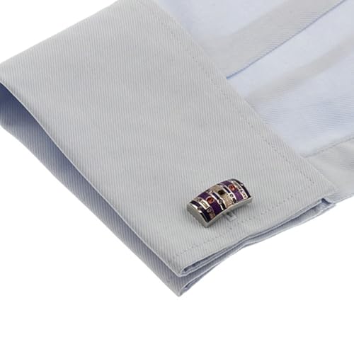 Gemelos de plata de alta calidad con acabado rectangular clásico púrpura 3