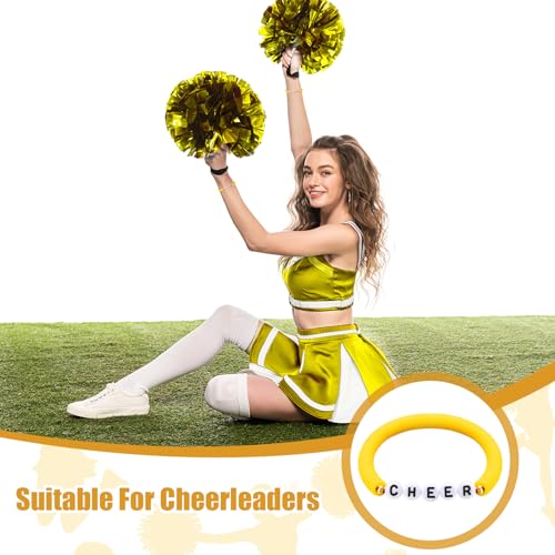 Image of Landical 24 Pcs Cheerleader Gifts Stackable Clay Bead Cheer Bracelets Friendship Bracelets Senior Night Cheer Gifts for Girls(Yellow)