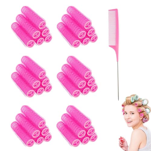 DHWEKU Lot de 37 bigoudis autocollants Pour salon, coiffure, rat et queue Avec peigne à queue pointe acier