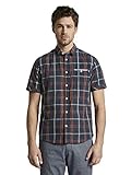 Aufgesetzte Brusttasche TOM TAILOR Herren Ray Karo T Shirt, Navy Red Big Check, XL EU