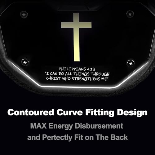 Quwzayail Football Back Plate，Shoulder Pads for Youth and Adult Football Players, Hard-Shell Lower Back Protection, high-Impact Protection, Philippians 4:13 (Adult) - Thumbnail 4