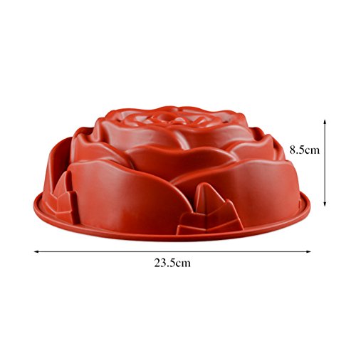 Fantasyday 9.3" Big Rose Flower Birthday Cake Mold Silicone Cake Baking Pan/Silicone Mold For Anniversary Cake, Loaf, Muffin, Brownie, Cheesecake, Tart, Pie, Flan, Bread And More #5 #TOP3