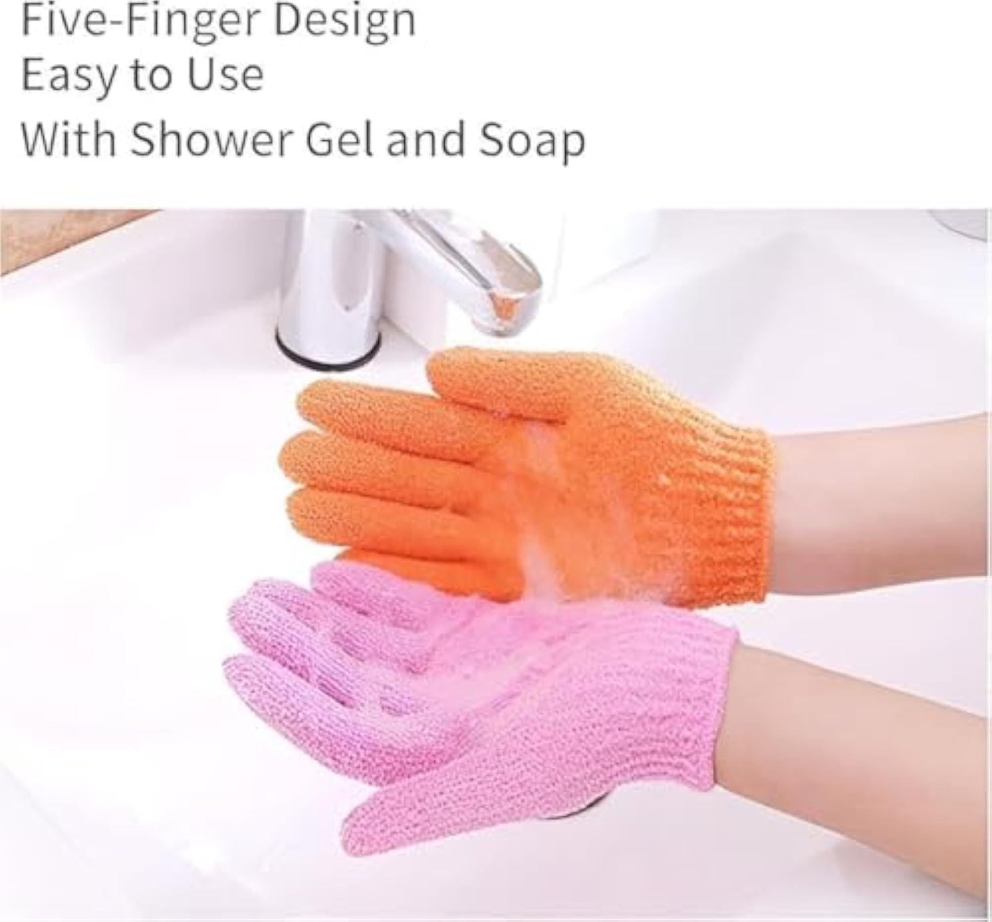 Dual-Sided Exfoliating Gloves for Body Scrub, Multicolour