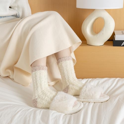 Image of Pleneal Fuzzy Socks for Women, Winter Womens Warm Cozy Fluffy Slipper Socks