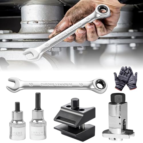 Image of Suspension Strut Spreader Tool with Wrench and Gloves, Steering Knuckle Spreader & Strut Splitter Tool with Hex Sockets, Shock Absorber Removal Tool for Steering Knuckle Repair, Universal Car Tool Kit