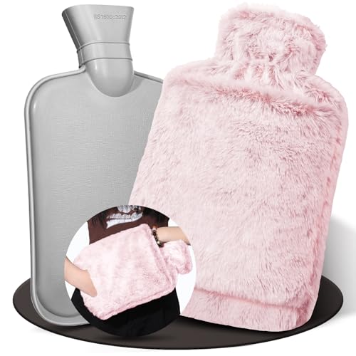 HAOCEE Wärmflasche mit Bezug, 2L Wärmeflasche Groß Flauschig,Wärmflaschen mit Känguru-Tasche,Auslaufsicher und Getestet, Bettflasche lange warm,...