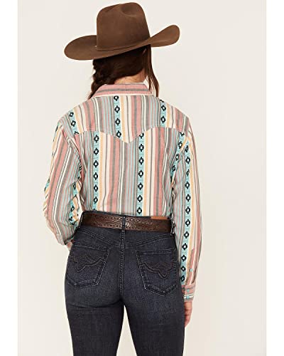 Wrangler Women's Retro Long Sleeve Western Snap Shirt, Black Stripe, Xx-Large #TOP2