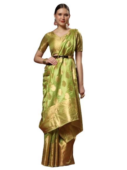 SariSphere Organza Silk saree With Beautiful Gold Zari Weaving With Rich Pallu And Self weaving Mina Butta All Over saree