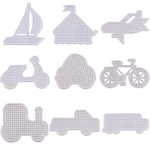 RUILUL 9PCS 5mm Fuse Beads Pegboard Vehicle Animal Shape for Kids DIY Craft (Vehicle-9PCS)