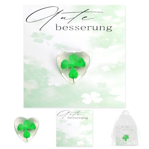 Buen regalo, trébol de la suerte con tarjeta y bolsa de organza, trébol de cuatro hojas para mujeres, hombres, parejas, amigos, ángel de la guarda, regalo para ocasiones especiales como examen, viajes