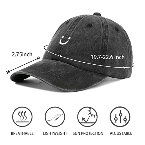 American Trends Women Baseball Cap Smiley Face Hat Men Adjustable Dad Hat Wide Brim Baseball Hat Wine #TOP4