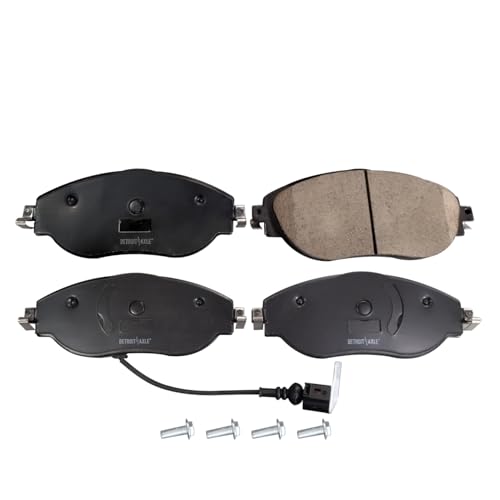 Image of Detroit Axle - Front Brake Pads for Volkswagen Arteon Jetta GTI Golf R CC Audi A3 Quattro Q3 S3 Ceramic Brake Pads with Hardware Replacement
