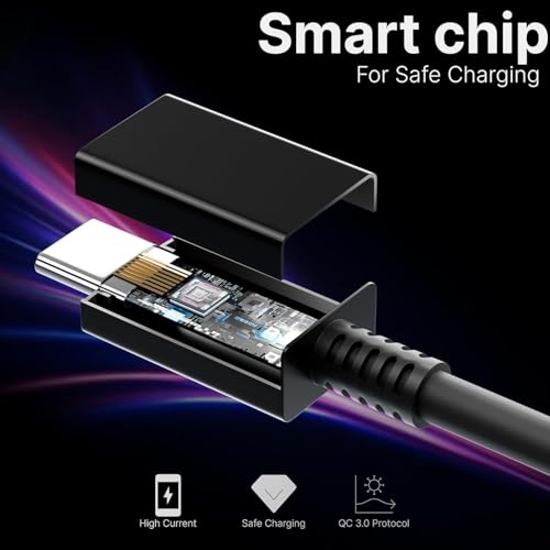 Image of Original Type C to C 3.3 Ft Fast Charging USB C Cable High-Speed & Data Transfer Compatible with Samsung F16,F06,F15,F05,F55 5G,M14,M13,M23,M33,M34,M42 (3+3 Month Warranty) (SMNG CBL BLK)