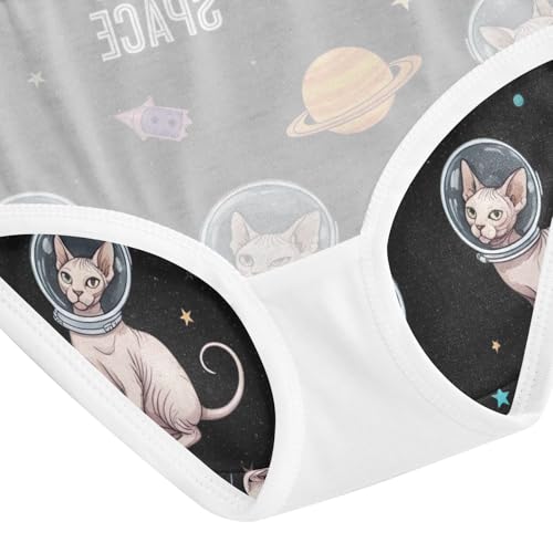 Toddler Panties, Cats Astronaut Helmets Black Cotton Girls Underwear, 2T–8 Years4