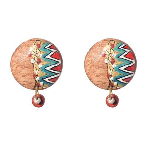 Image of Handcrafted Artistic & Tribal Earrings Collection for Women - Bohemian, Floral, Wooden & Ethnic Statement and Stud Designs