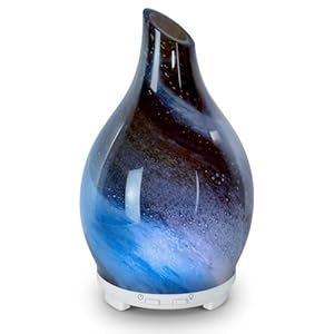 Essential Oil Diffuser 120ML Art-Glass Aromatherapy Oil Diffuser-Aroma Humidifier Glass Diffuser,7 Color Changing Light Waterless Auto-Off Ultra-Quiet for Sleeping Yoga Home Ofice and Gift