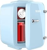 YASHE Mini Fridge for Bedroom, 4 Liter/6 Cans Small Fridge, AC/DC Thermoelectric Cooler and Warmer Mini Fridge for Drink Office Dorm Car, Blue - Image 1