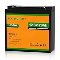 ECO-WORTHY Lithiumbatterie 12V 20Ah mit BMS Schutz,LiFePO4 12V 20Ah für Trolling-Motoren,Boote,Elektrische Rollstühle,Wohnwagen