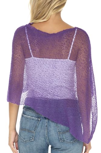 Image of SHU-SHI Womens Sheer Knit Poncho Shrug Lightweight Cover Up One Size Fits Most