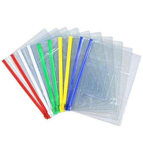 Wpcheng New 20pcs File Bag Stationery Clear Plastic Bag Translucent Folder A4/A5/A6 Size Document Bag File Folder School Office Supply Multi-Color A5 230 X 168mm