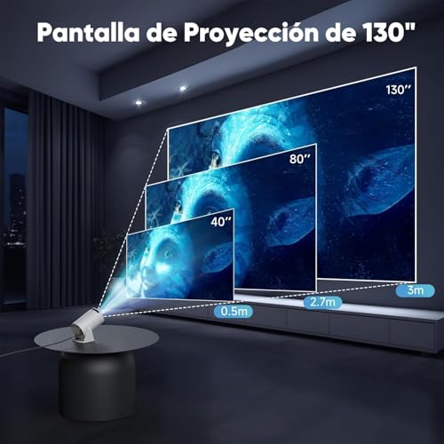 Image of Mini Portable Projector, 4K Auto Keystone Projector, 1080P Full HD with WiFi 6 and Bluetooth 5.0, 130 Inch Screen, 180 Degree Flip Compatible Smartphone /Tablets /PC /TV Stick HY300