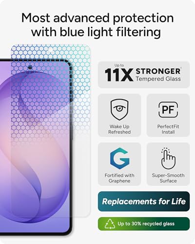 Image of ZAGG Glass XTR5 Samsung Galaxy S26 Screen Protector - 11x Stronger Graphene-Infused Tempered Glass, Blue Light Filter for Better Sleep, Anti-Reflective, InvisibleShield, Easy Installation