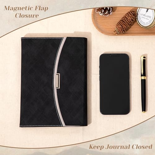CAGIE Lined Journal Notebook for Women, A5 Hardcover, Black — view 3