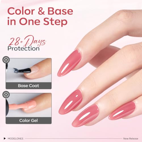 Image of modelones Jelly Pink Rubber Base Gel Polish Set 6 Color Builder Nail Gel