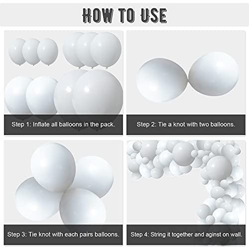 18''/ 12''/ 10''/ 5'' Themed Party Balloons, 95 Pieces Solid Color Balloons Garland Arch Balloons For Bachelorette Party, Bridal Shower, Wedding, Christmas, Graduation, Baby Shower, Anniversary, Birthday Party Decorations (White) #TOP5