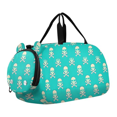 Colored Skulls Youth Sports Duffel Bag with Ventilated Shoe Compartment|All-Season Lightweight Travel Gym Bag for Girls & Boys|Water-Resistant Gear Bag