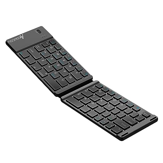 Mini Bluetooth Keyboard, Mini Wireless Foldable Keyboard USB Rechargeable Bluetooth Keyboard Portable Pocket Size, Compatible with MAC/iOS, Windows, Android Smartphones, Tablets, Laptops and More