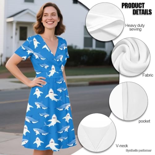 Image of Women's Summer Dresses Short Sleeve Formal Dresses with Pockets | Lightweight polyester fabric delivers cool airflow during hot summer outdoor activities