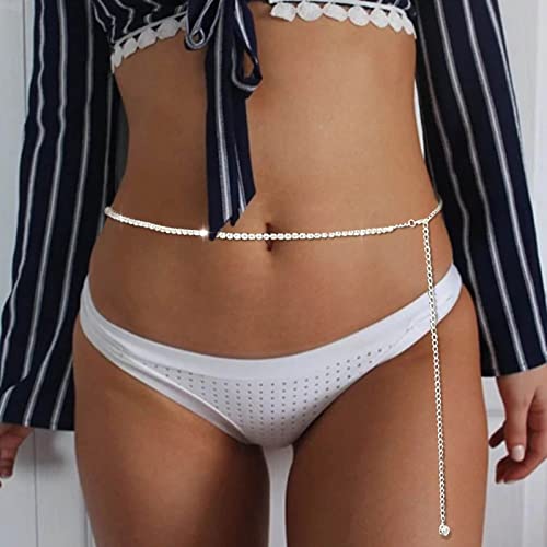 Wendalern Strass Taille Kette Silber Kristall Bauch Kette KörperSexy...