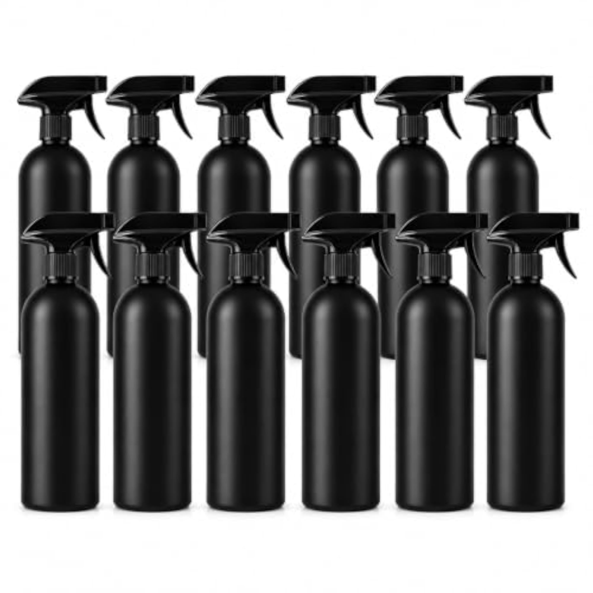 12 Pack Black Spray Bottles with Trigger Sprayers