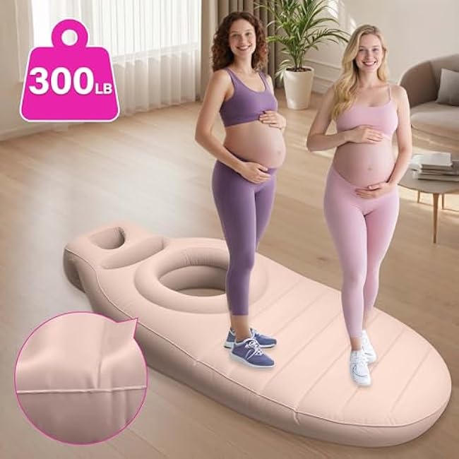Inflatable Pregnancy Pillow with Belly & Head Hole ¨C Full Body Maternity Airbed for Stomach Sleeping, Back Pain & SPD Relief ¨C Comfortable, Portable & Includes Electric Pump Gray