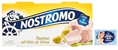 6x Nostromo Tonno all'Olio di Oliva,Pesce in Scatola,Ogni Confezione contiene 2 Lattine da 160g + 1 Confezione di Talco Felce Azzurra in omaggio, Busta da 100g