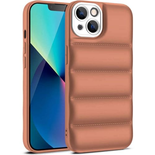 The Puffer Case pour iPhone 15 Pro, coque de téléphone en duvet marron haut de gamme
