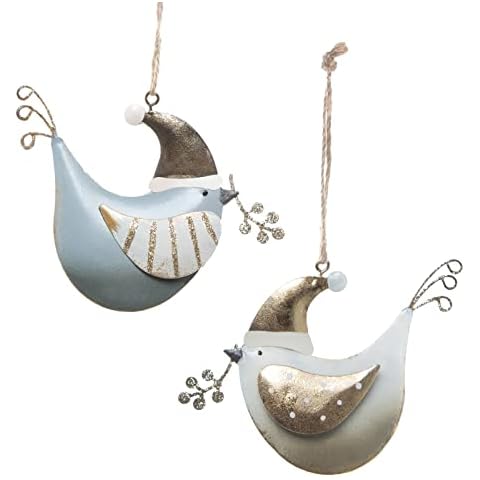 Logbuch-Verlag Weihnachtsanhänger Set 2 Vögel Anhänger Metall Gold blau Vintage Weihnachtsdeko Baumbehang kleines Geschenk Weihnachten 13 cm Cover