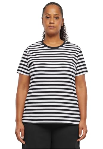 Urban Classics T-shirt com riscas regulares para mulher, preto/branco, Médio