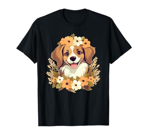 Lindo perro con flores I Perro Niños Camiseta