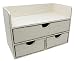 Vintage Rustic Wooden White Washed Office Desk Organizer & Mail Rack for Desktop, Tabletop, or Counter - Distressed Torched Wood – for Office Supplies, Desk Accessories, or Mail