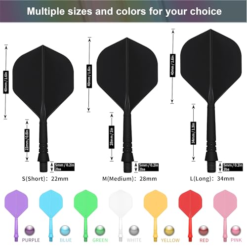 CyeeLife 6 Packs Integrated Dart Flights and Shafts,one Piece Accessory-Black - Image 2