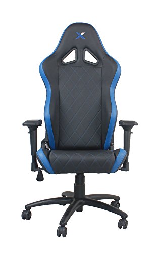 Ferrino Line Blue on Black Diamond Patterned Gaming and Lifestyle Chair by RapidX