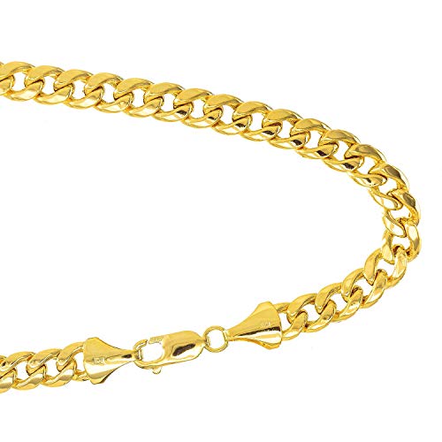 14K Semi-Solid Yellow Gold 6.5Mm Lite Miami Cuban Link Chain Necklace, Lobster Claw-22 Inches #TOP4
