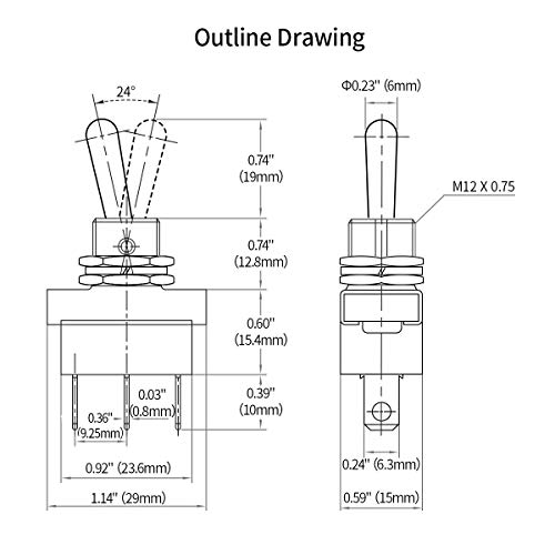 Baomain Car Toggle Switch Spdt On-On 3 Pin 2 Position 12V/25A With Waterproof Cover For Auto Car #TOP5