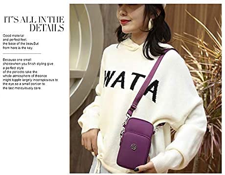 Nylon Small Crossbody Bag Cell Phone Purse Wallet Travel Wristlet Armband For Iphone 13 12 11 Pro Max Samsung Galaxy S23 Ultra S22 S21 S20 Plus Fe A03S A13 A14, Moto G 5G, Google Pixel 6 7 Pro, Purple #TOP6