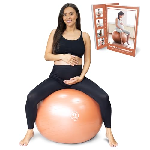 BABYGO® Pelota de Parto para Embarazo, Maternidad, Trabajo de Parto y Yoga + Nuestro Libro de Embarazo de 100 páginas, Ejercicio (Terracotta, 75cm)