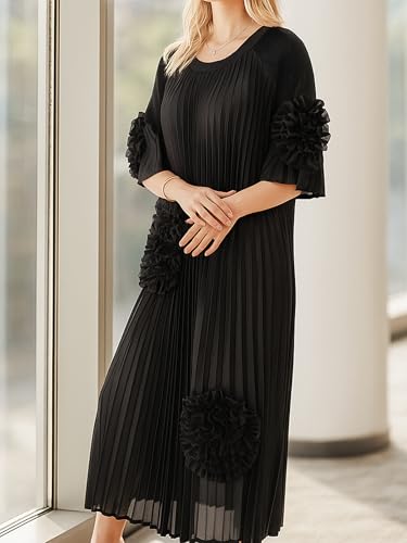 Plus Size Dress for Women Round Neck Short Sleeve One Size Elegantly Casual Dresses4